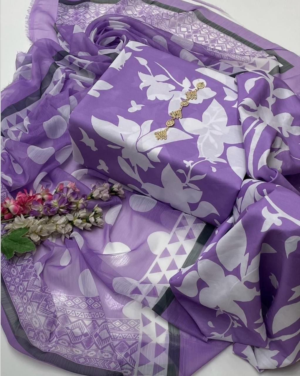 JMC - 3 PC DIGITAL PRINTED SWISS SUIT -Sw015