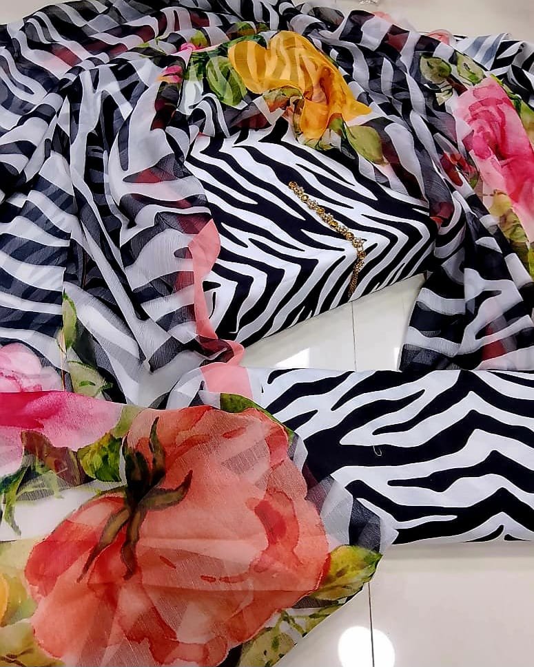 JMC - 3 PC DIGITAL PRINTED SWISS SUIT -Sw008