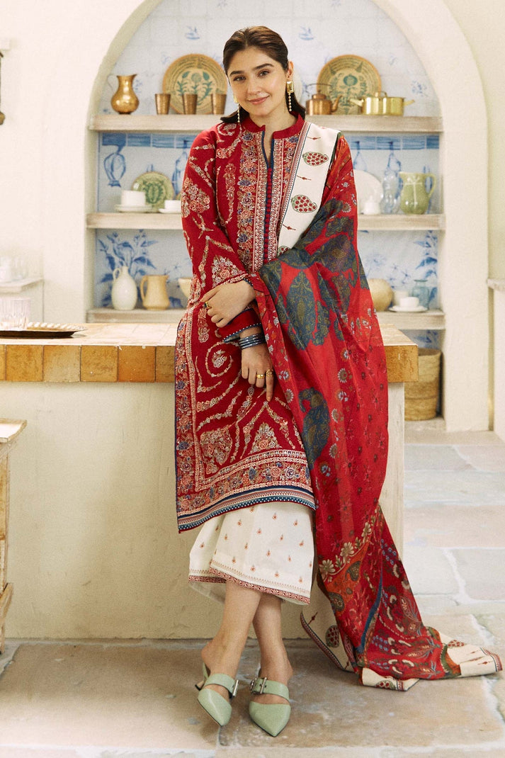 ZARA SHAHJAHAN -3 Pc Lawn Embroidred Suit -JME013