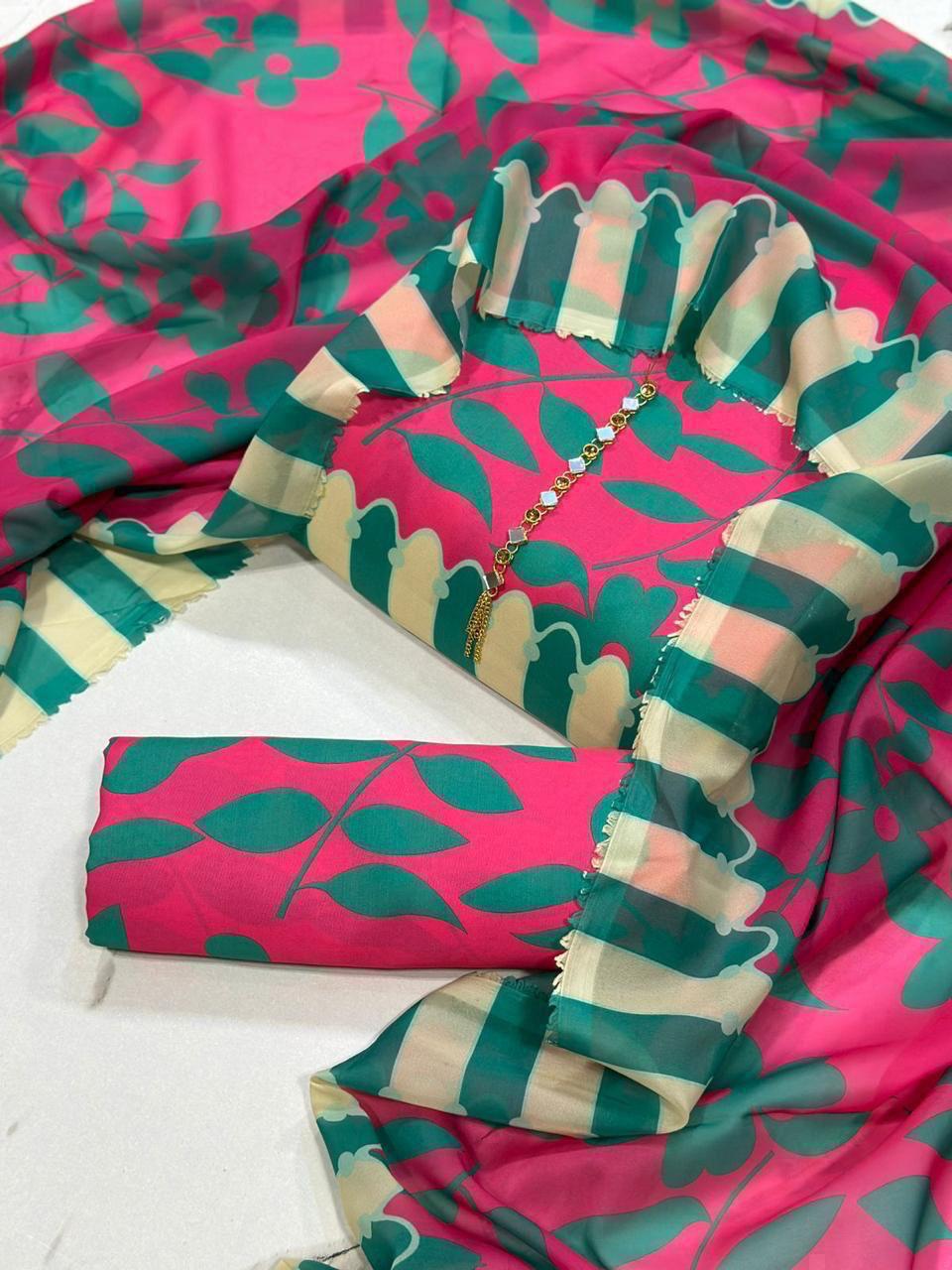 JMC - 3 PC DIGITAL PRINTED SWISS SUIT -Sw007