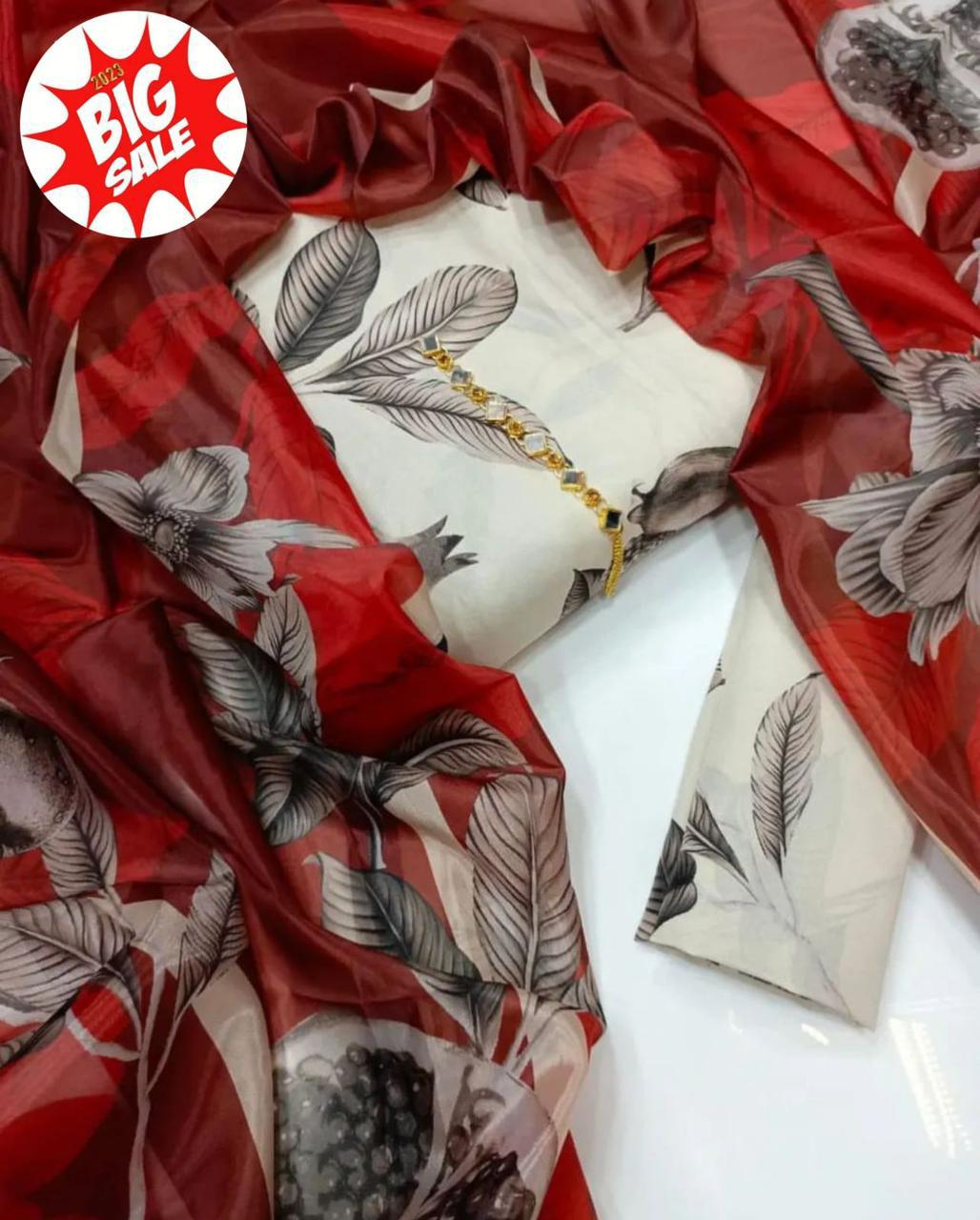 JMC - 3 PC DIGITAL PRINTED SWISS SUIT -Sw010