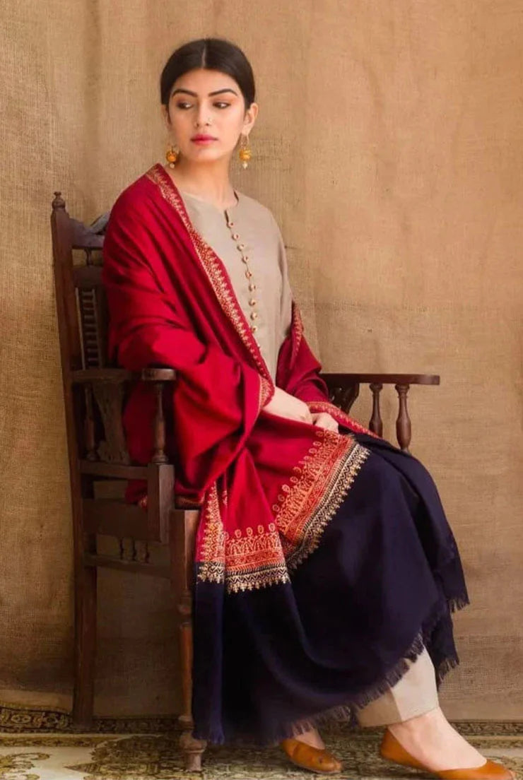 DYOT - 3 Piece Dhanak Embroidred Suit - JM1341