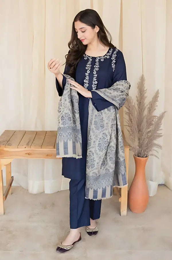 Aisling - 3 Piece Dhanak Embroidred Suit - JM1345