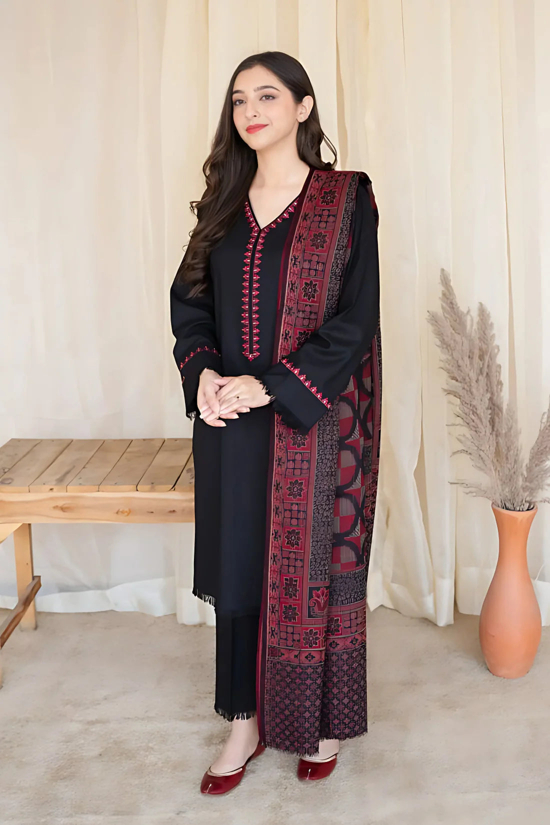 Aisling - 3 Piece Dhanak Embroidred Suit - JM1344