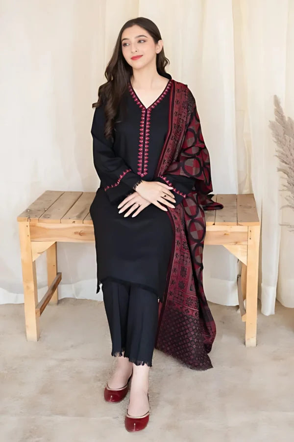 Aisling - 3 Piece Dhanak Embroidred Suit - JM1344