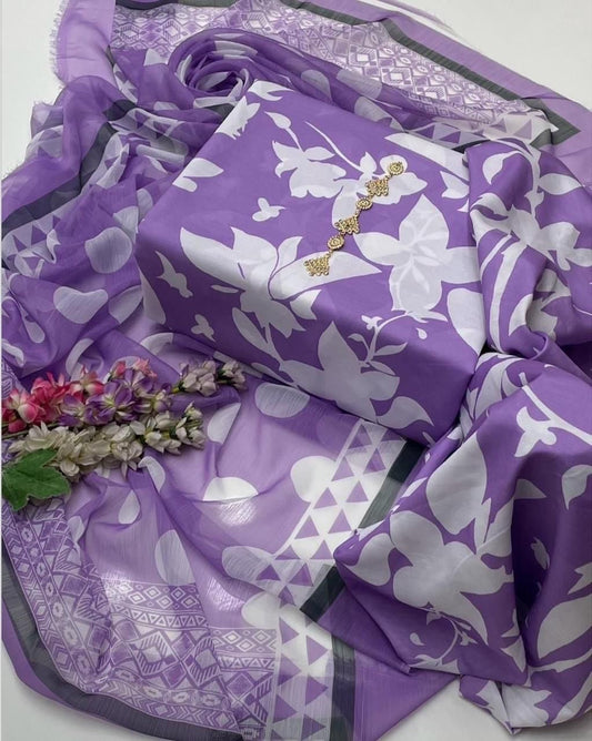 JMC - 3 PC DIGITAL PRINTED SWISS SUIT -Sw015