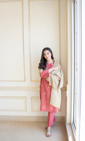 AISLING - 3 Pc Dhanak Embroidred Suit - JM1319