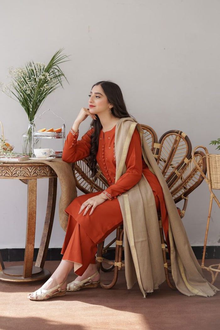 AISLING - 3 Pc Dhanak Embroidred Suit - JM1315