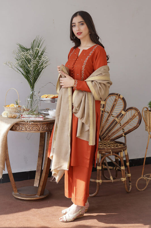 AISLING - 3 Pc Dhanak Embroidred Suit - JM1315