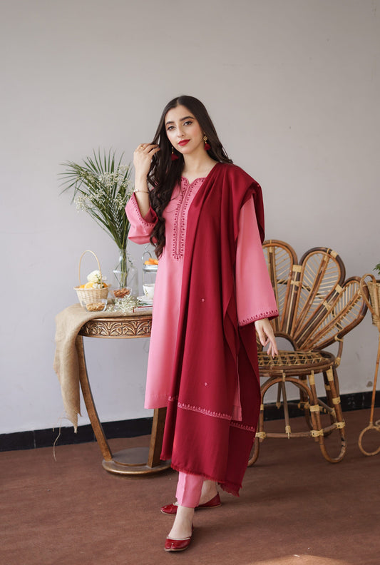 AISLING - 3 Pc Dhanak Embroidred Suit - JM1352