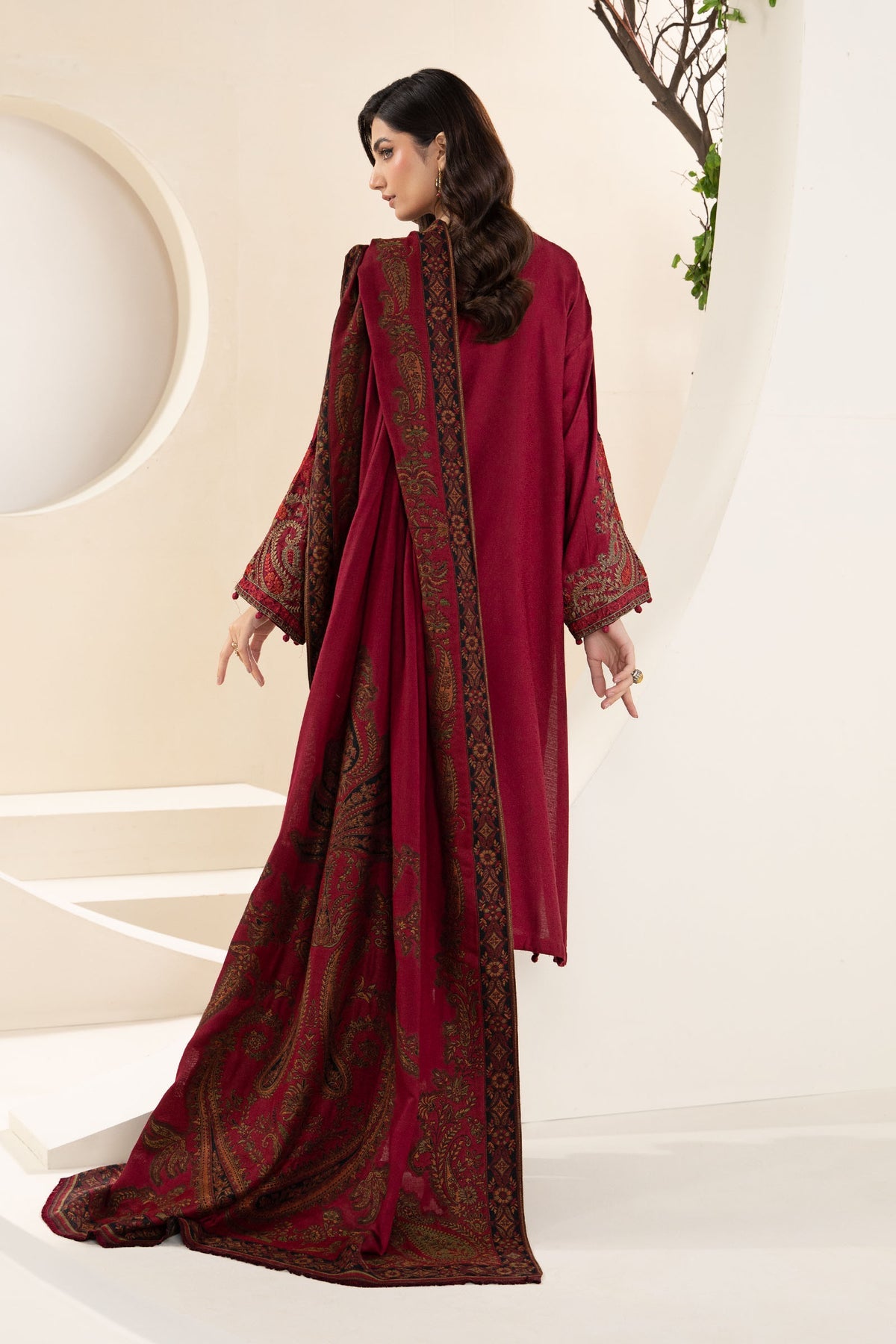 Maria B - 3 PC Dhanak Embroidred Suit - JME1526