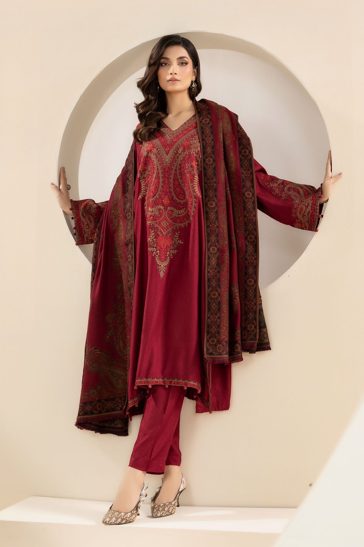 Maria B - 3 PC Dhanak Embroidred Suit - JME1526