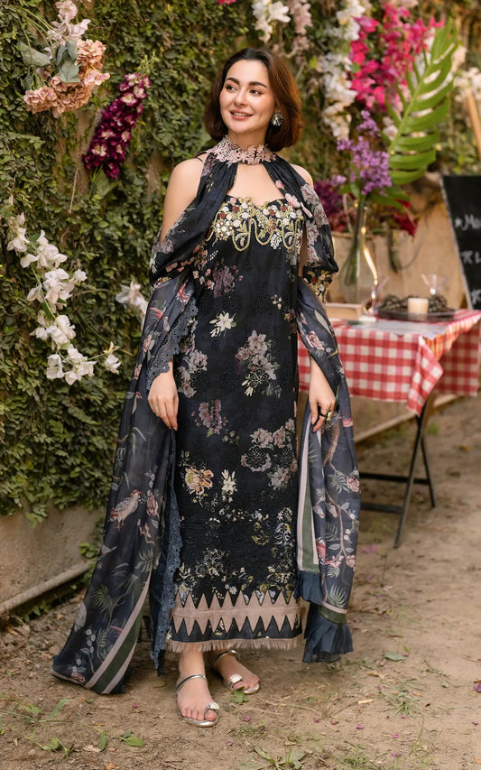Asifa & Nabil - 3 PC DIGITAL PRINTED LAWN SUIT - EM017