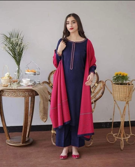 AISLING - 3 Pc Dhanak Embroidred Suit - JM1372