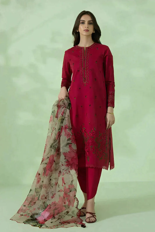 Sapphire - 3 Pc Dhanak Embroidred Suit - JM1400