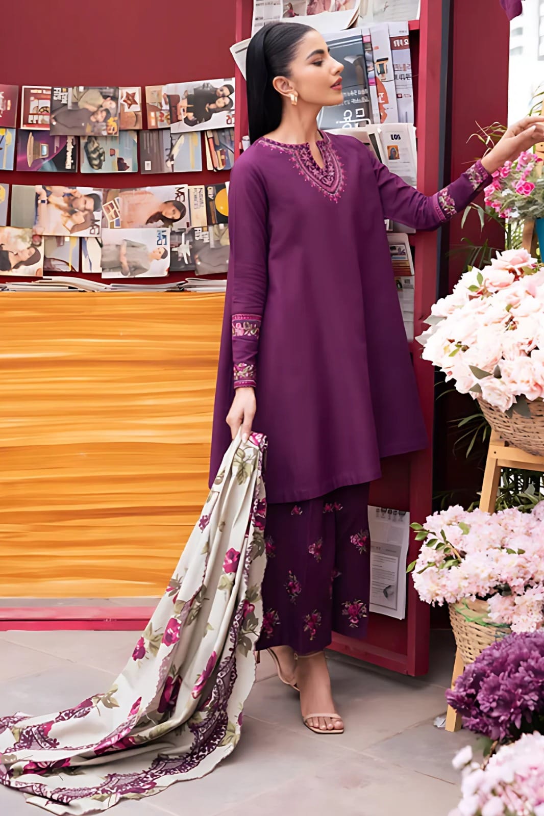 Nishat - 3 Pc Dhanak Embroidred Suit - JM1451