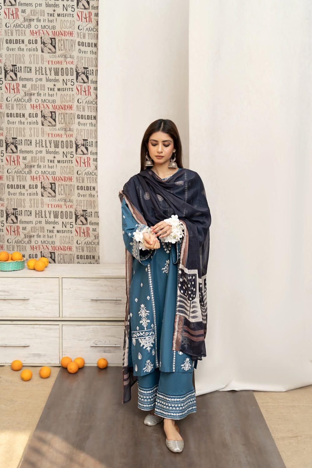 Urge - 3 Pc Dhanak Embroidred Suit - JM1450