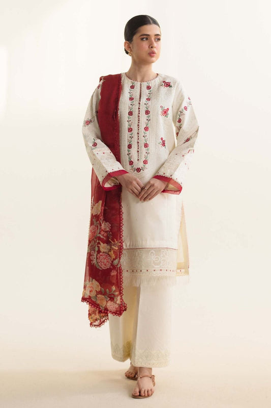 Zara Shah Jhan - 3 Pc Dhanak Embroidred Suit - JME1521