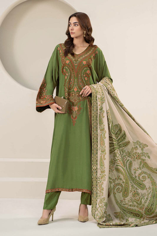 Maria B - 3 PC Dhanak Embroidred Suit - JME1527