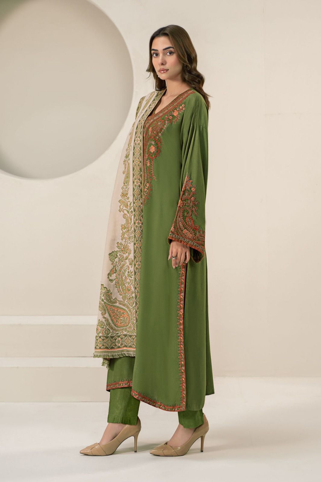 Maria B - 3 PC Dhanak Embroidred Suit - JME1527