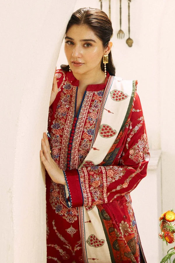 Zara Shah Jhan - 3 PC Dhanak Embroidred Suit - JME1600