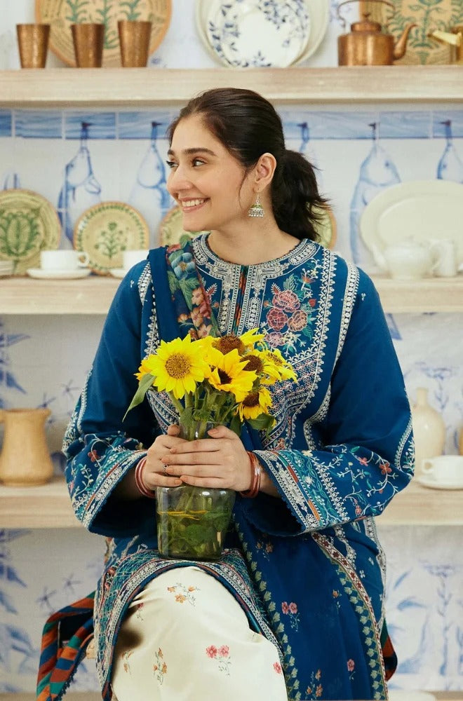 Zara Shah Jhan - 3 PC Dhanak Embroidred Suit - JME1645