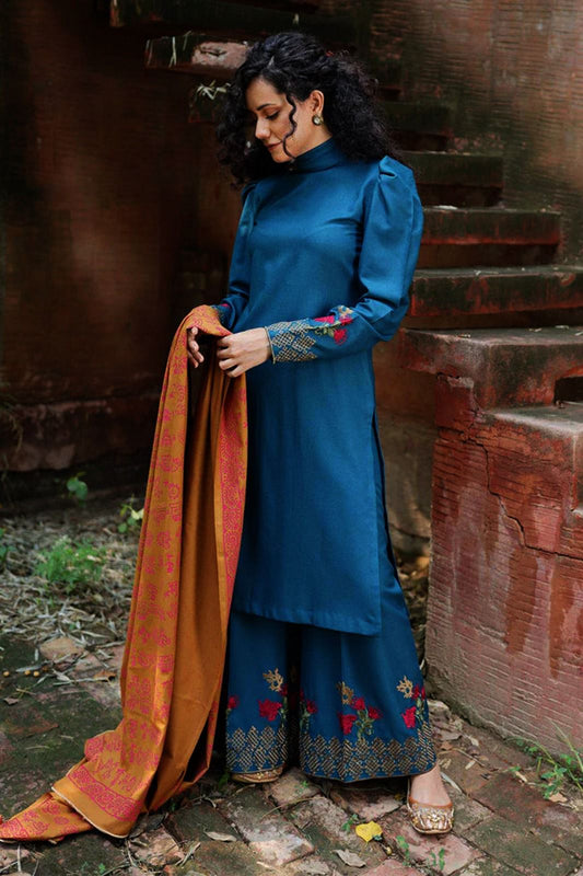 JMC - 3 Pc Dhanak Embroidred Suit - JME1655