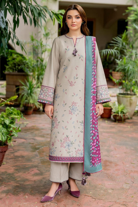 Jazmin - 3 Pc Dhanak Embroidred Suit - JME1650