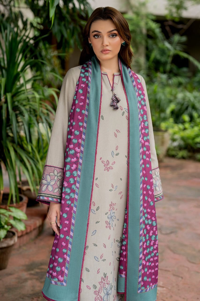 Jazmin - 3 Pc Dhanak Embroidred Suit - JME1650