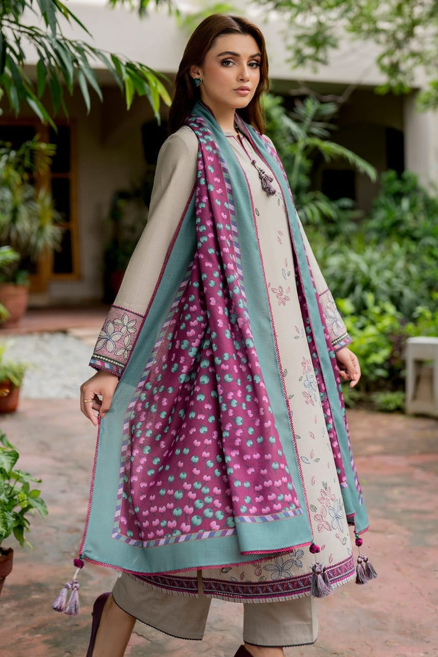 Jazmin - 3 Pc Dhanak Embroidred Suit - JME1650