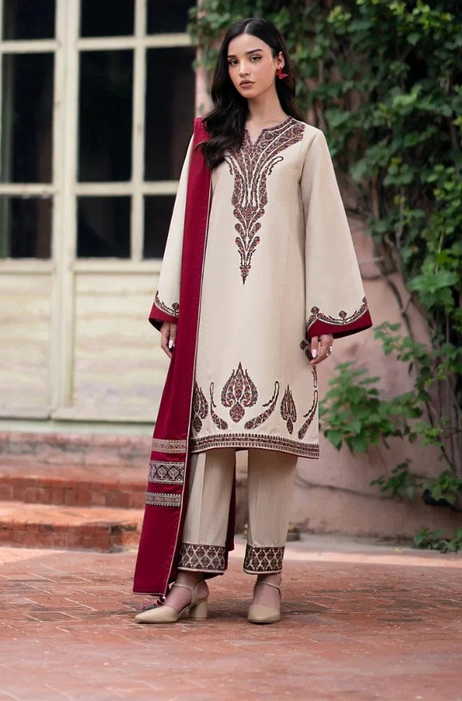 Jazmin - 3 Pc Dhanak Ebroidred Suit - JME1640