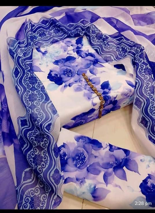 JMC - 3 PC DIGITAL PRINTED SWISS SUIT -Sw001