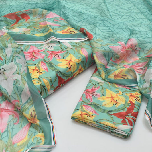JMC -3 PC PRINTED SWISS LAWN SUIT -Sw049