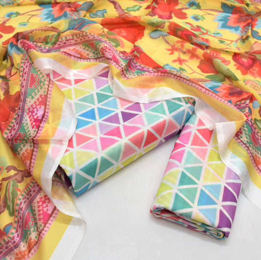 JMC -3 PC PRINTED SWISS LAWN SUIT -Sw036