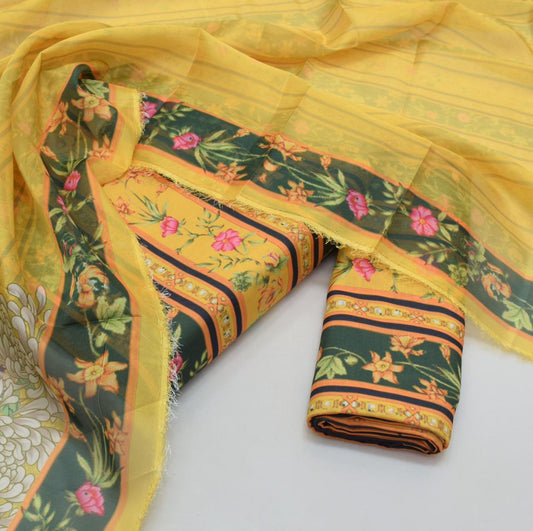 JMC -3 PC PRINTED SWISS LAWN SUIT -Sw044