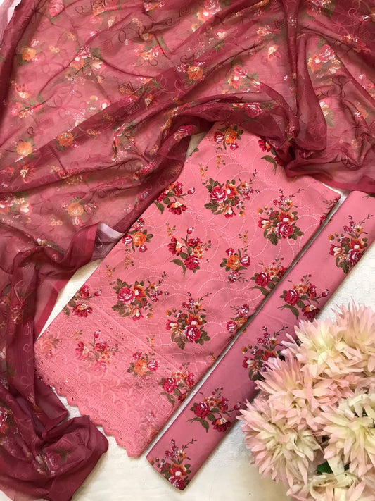 JMC - 3 PC SWISS CHIKANKARI SUIT - SC013
