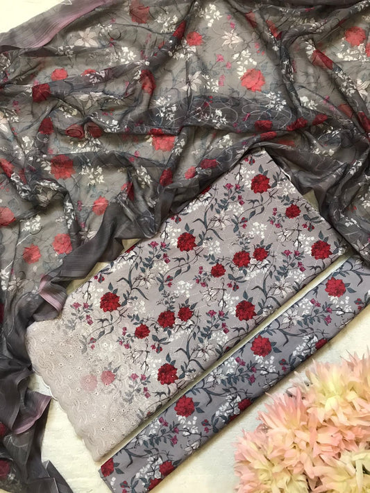 JMC - 3 PC SWISS CHIKANKARI SUIT - SC010