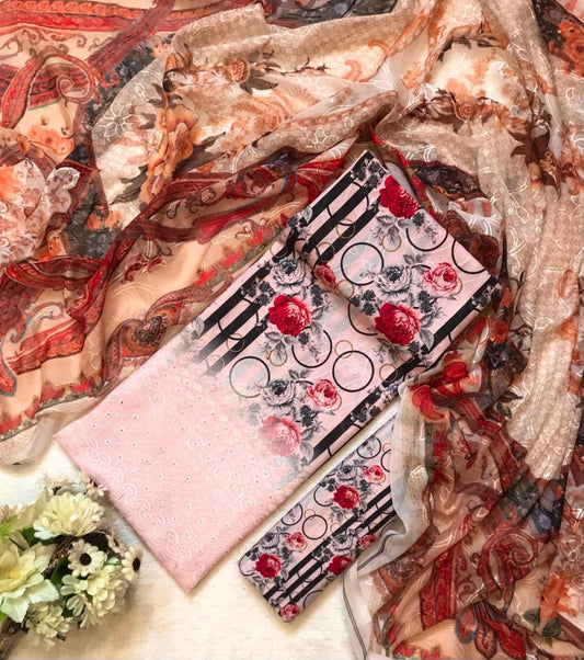 JMC - 3 PC SWISS CHIKANKARI SUIT - SC008