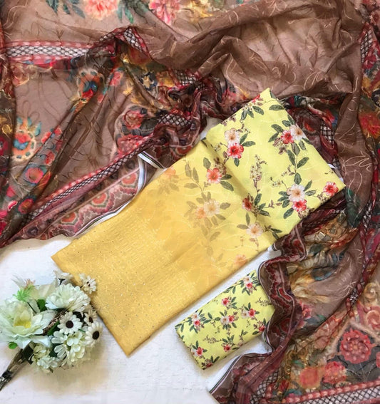 JMC - 3 PC SWISS CHIKANKARI SUIT - SC006