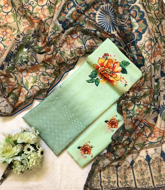 JMC - 3 PC SWISS CHIKANKARI SUIT - SC002