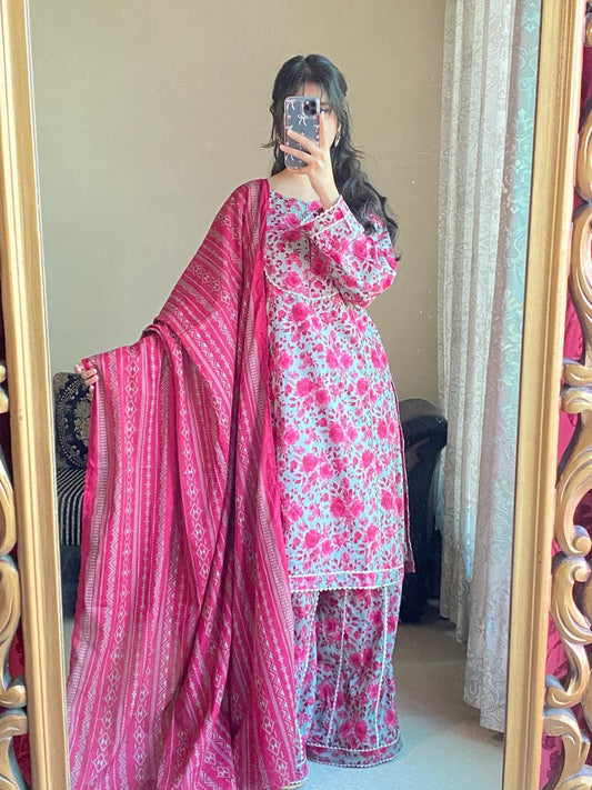 Bin Saeed - 3 PC DIGITAL PRINTED LAWN SUIT - EM026