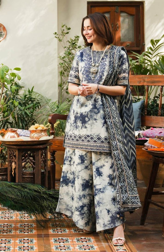 SAPPHIRE -  3 PC EMBROIDRED LAWN SUIT - EM027