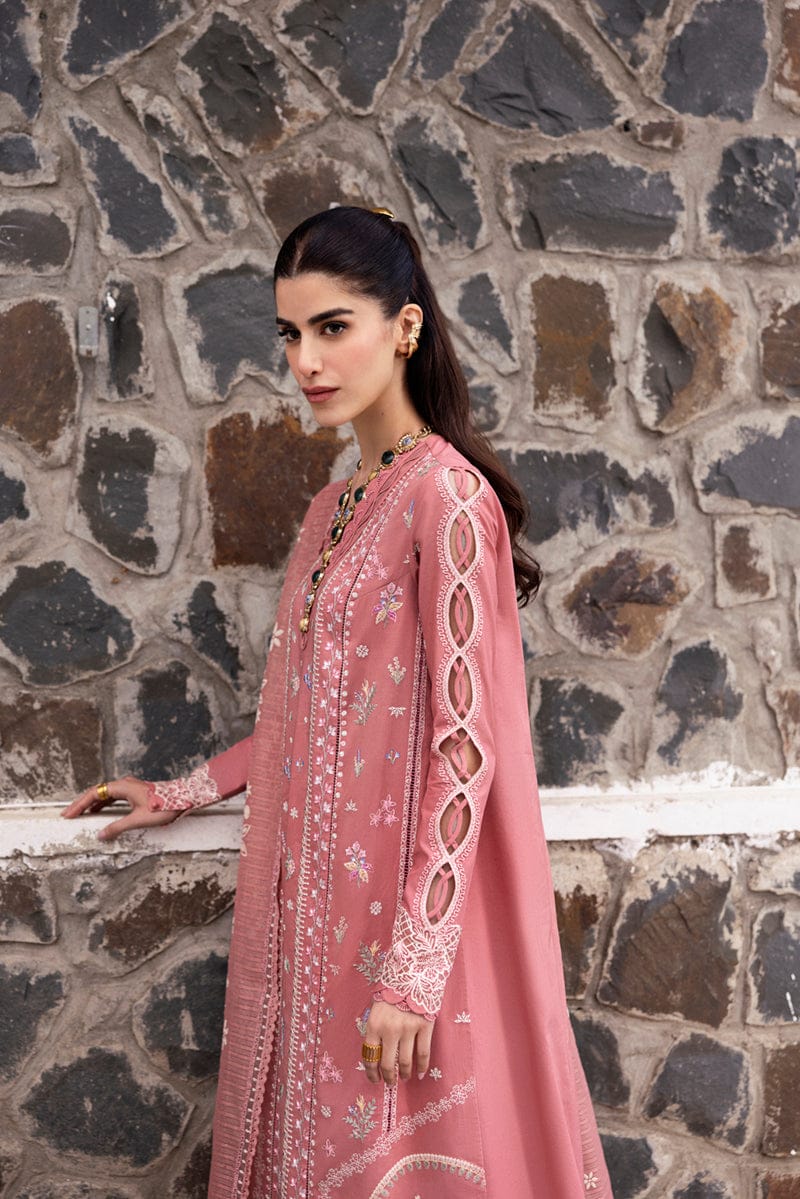 QALAMKAR -3PC Lawn Embriodered Shirt With Slub Duppata-JM78