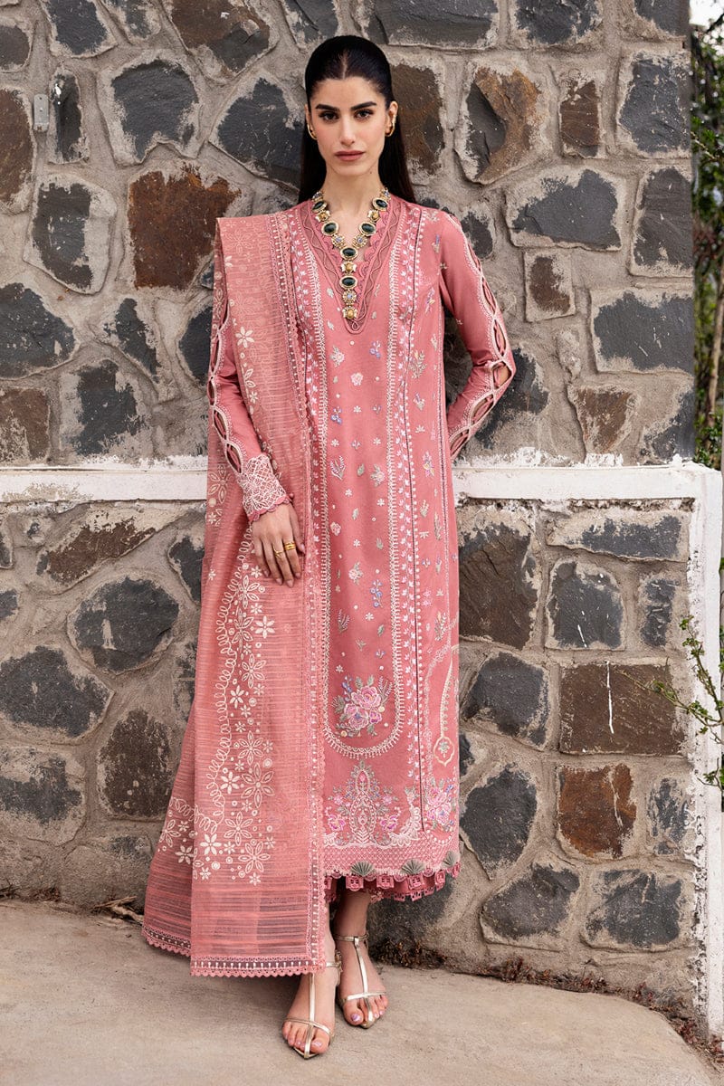 QALAMKAR -3PC Lawn Embriodered Shirt With Slub Duppata-JM78