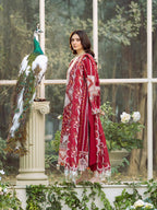 BIN ILYAS -3PC Lawn Embriodered Shirt With Bamber Chiffon Duppata-JM76