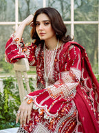 BIN ILYAS -3PC Lawn Embriodered Shirt With Bamber Chiffon Duppata-JM76