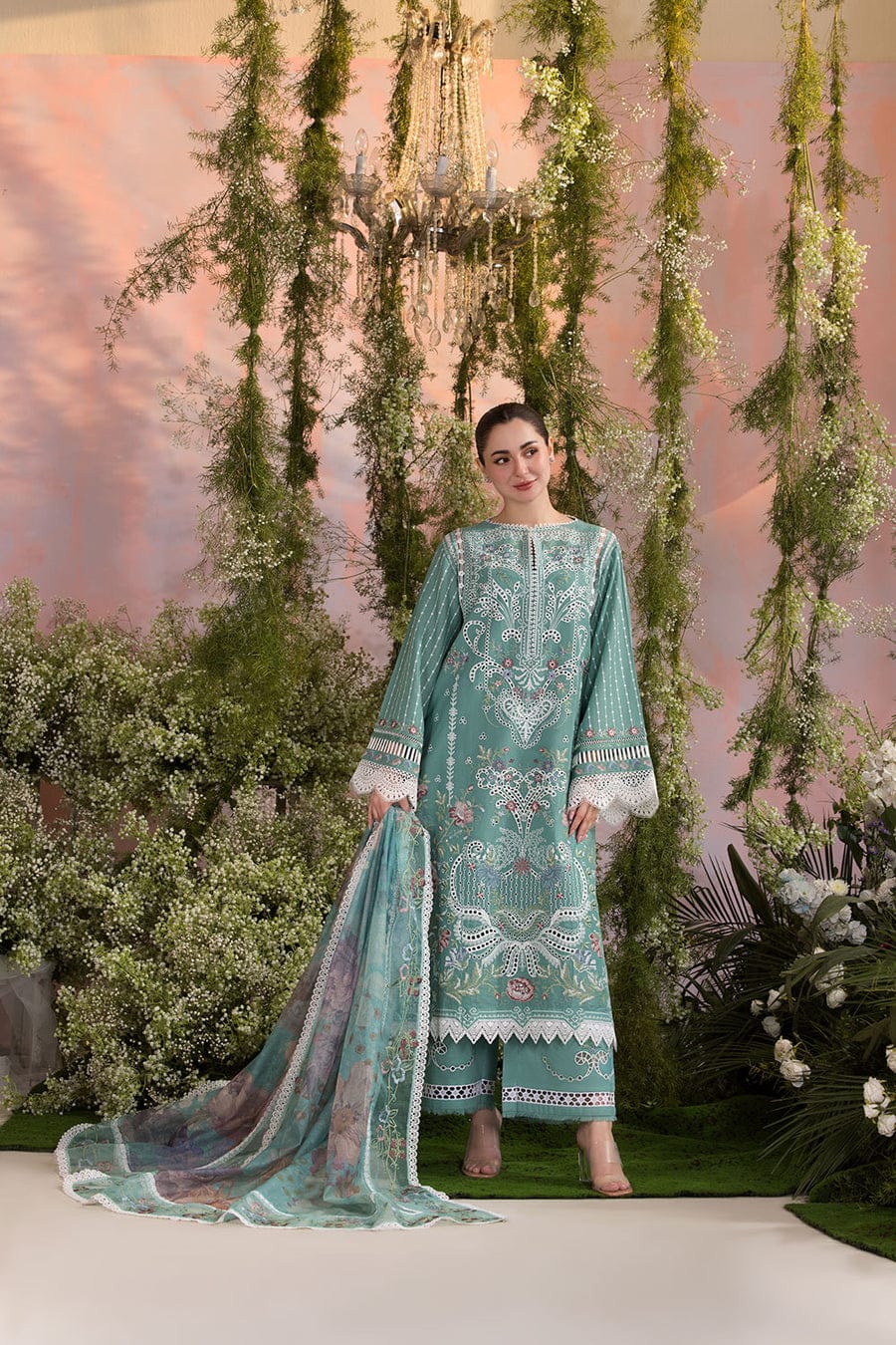 SOBIA NAZIR -3PC Lawn Embriodered Shirt With Chiffon Duppata-JM75