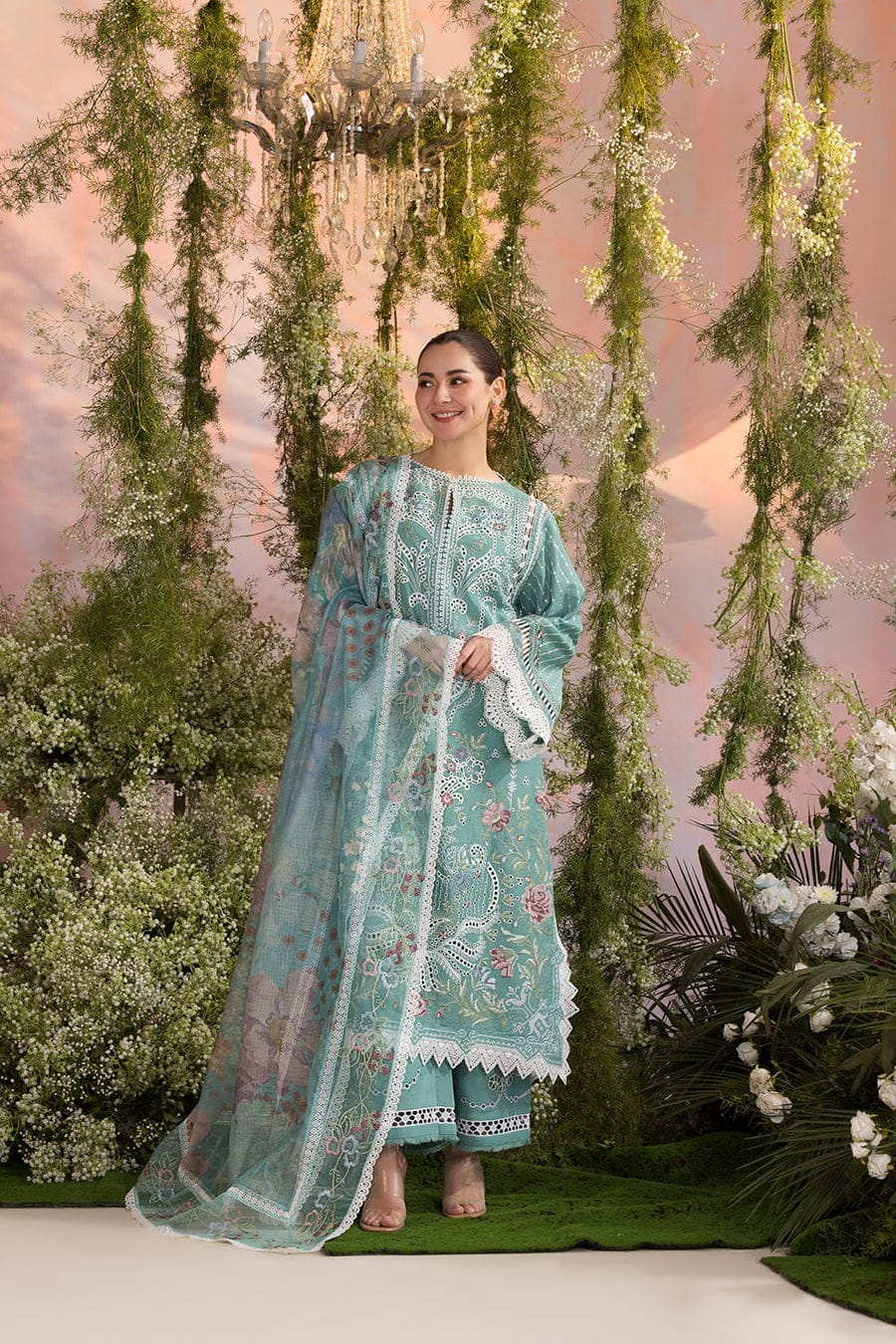 SOBIA NAZIR -3PC Lawn Embriodered Shirt With Chiffon Duppata-JM75