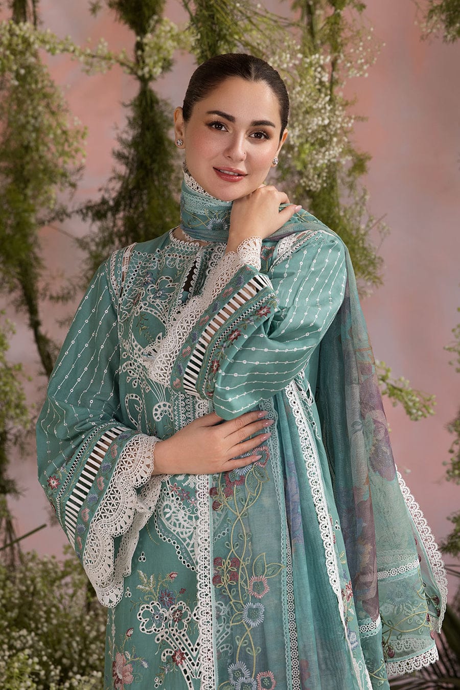 SOBIA NAZIR -3PC Lawn Embriodered Shirt With Chiffon Duppata-JM75