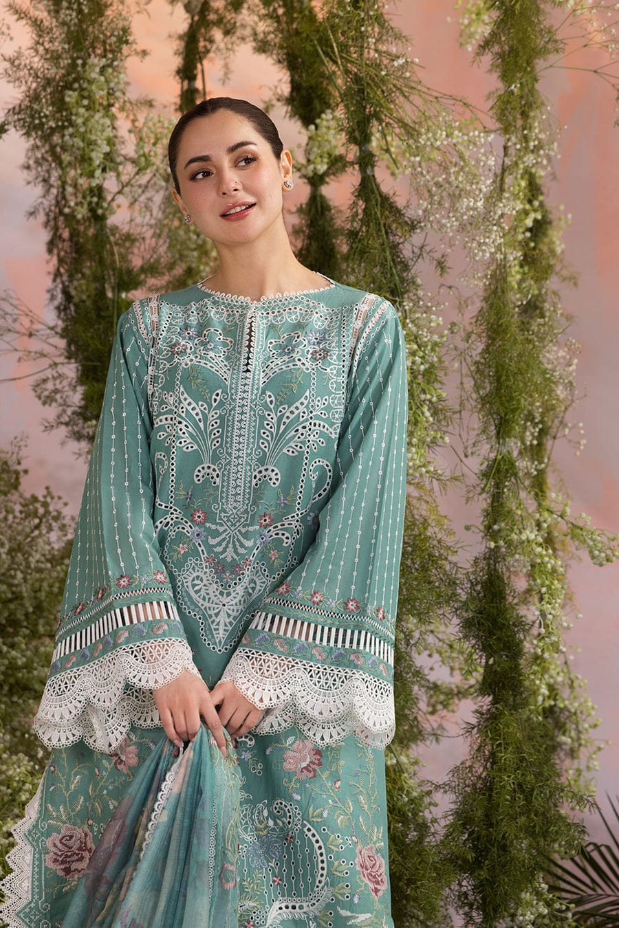SOBIA NAZIR -3PC Lawn Embriodered Shirt With Chiffon Duppata-JM75